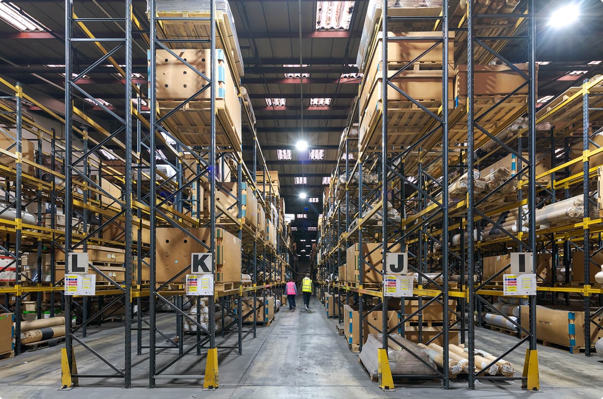 warehouse with stocked products