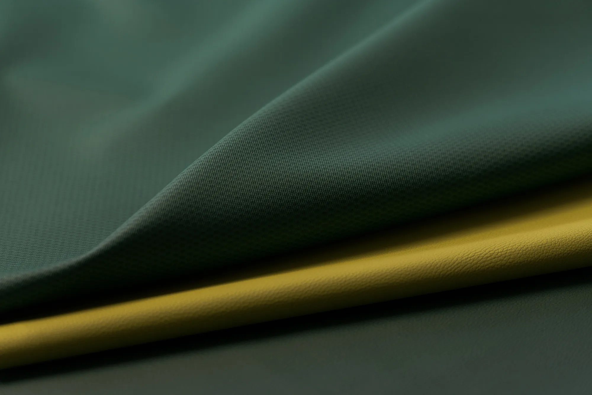 Green fabric with yellow fabric