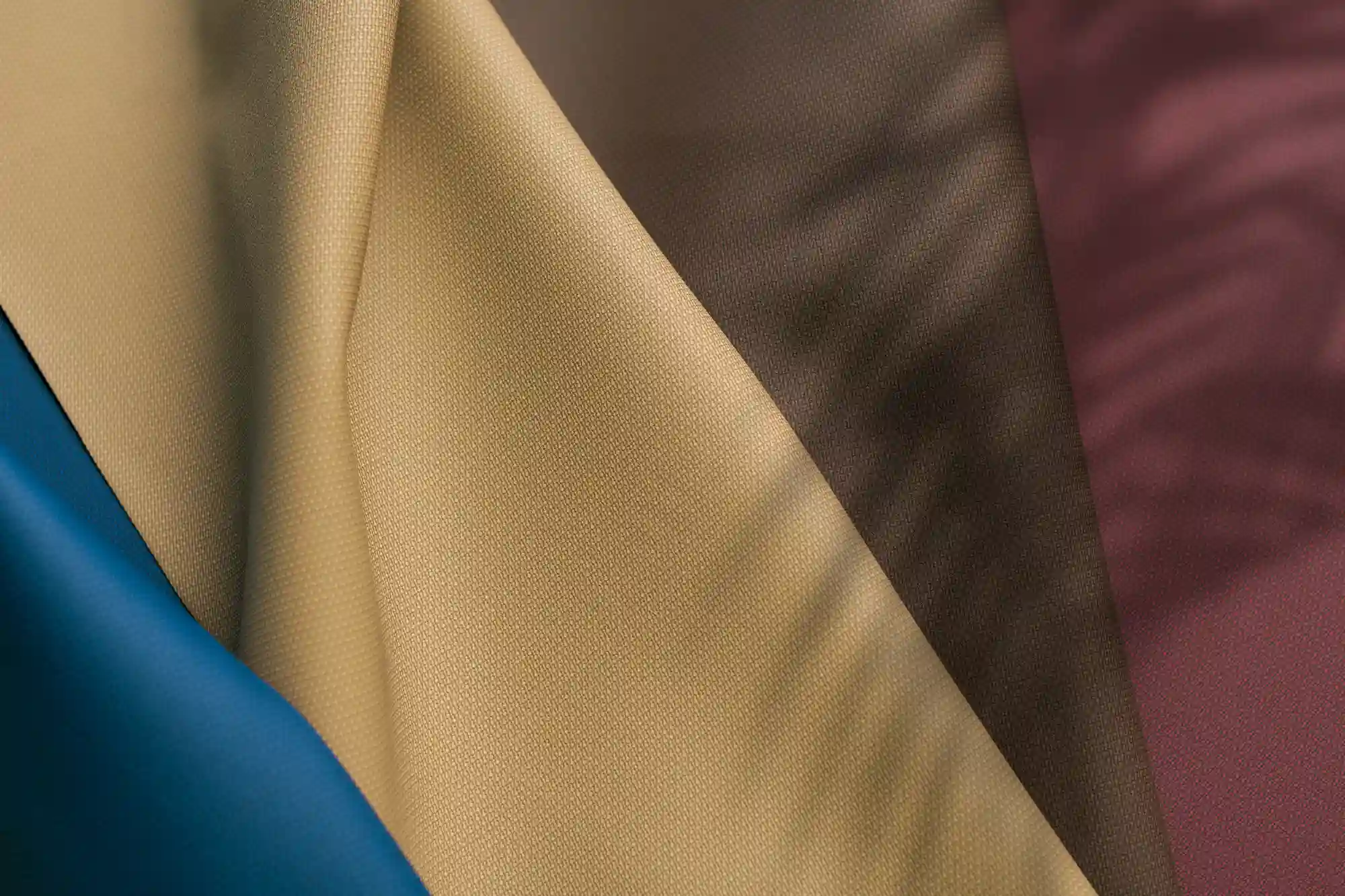 4 fabric colours blue yellow brown and maroon