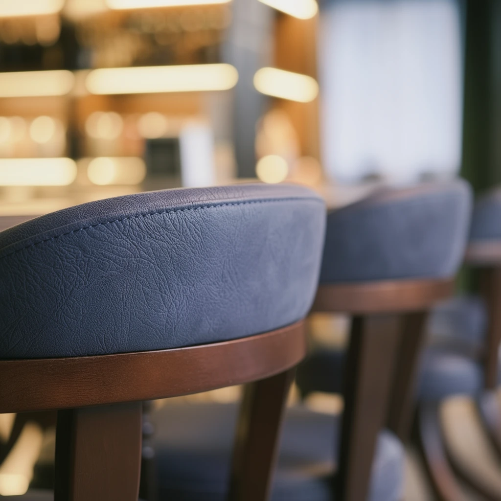 Tinto Memphis Blue Leather Effect Fabric